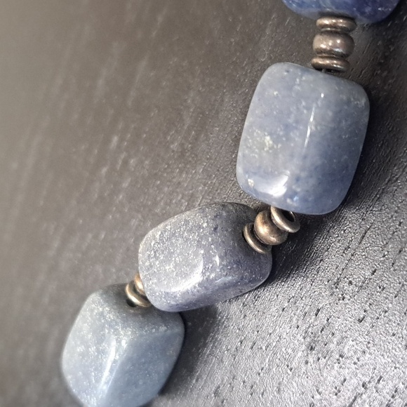 Vintage Chunky Stone Crystal Necklace with Silver Beads - Picture 10 of 11